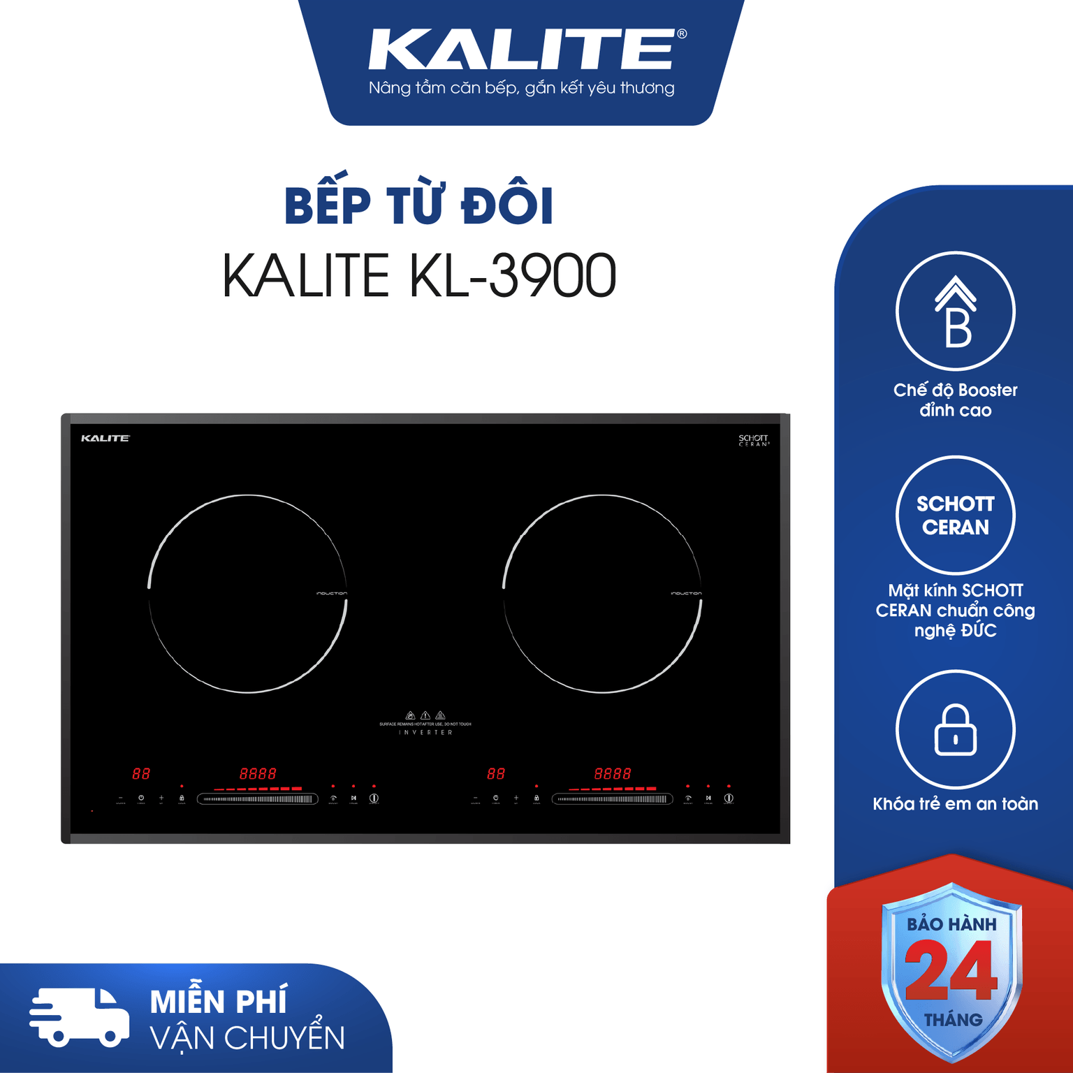 Bếp từ đôi KALITE KL-3900 công nghệ  hiện đại
