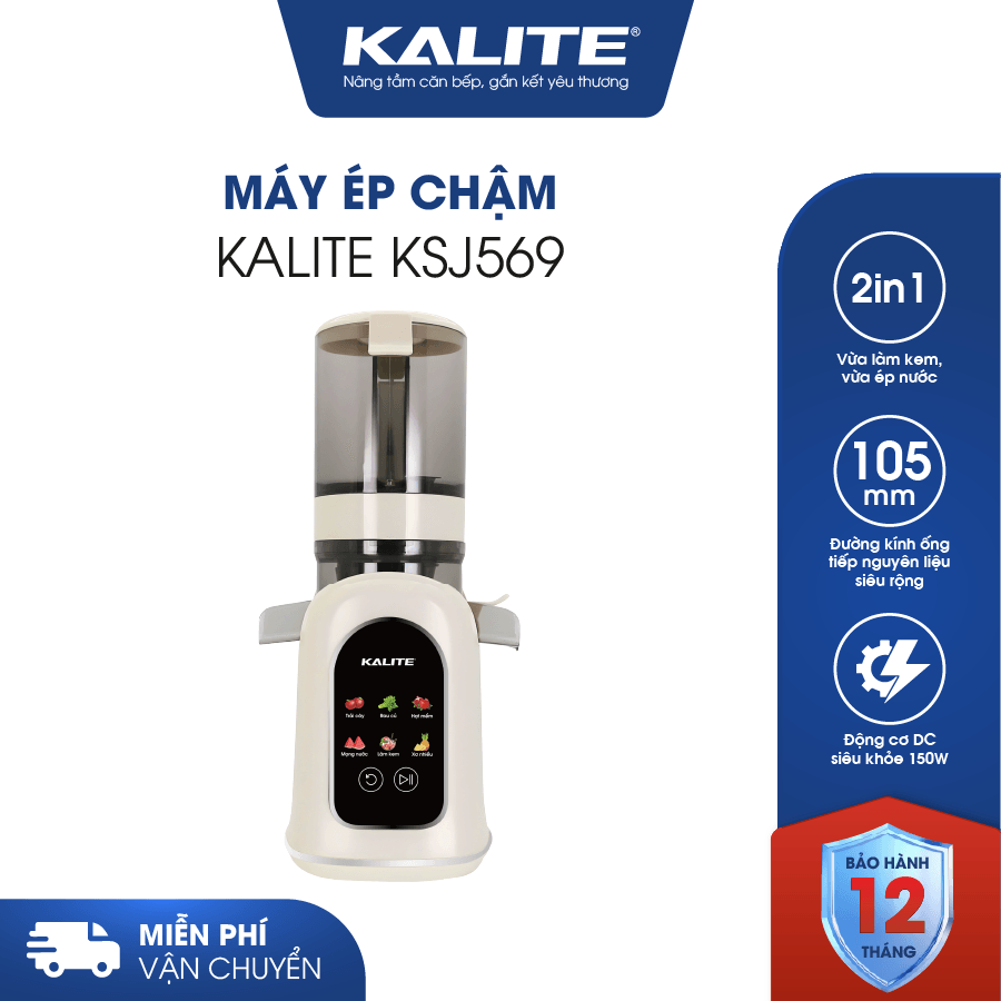 Máy ép chậm Kalite KSJ569 ép kiệt bã 99% tích hợp làm kem