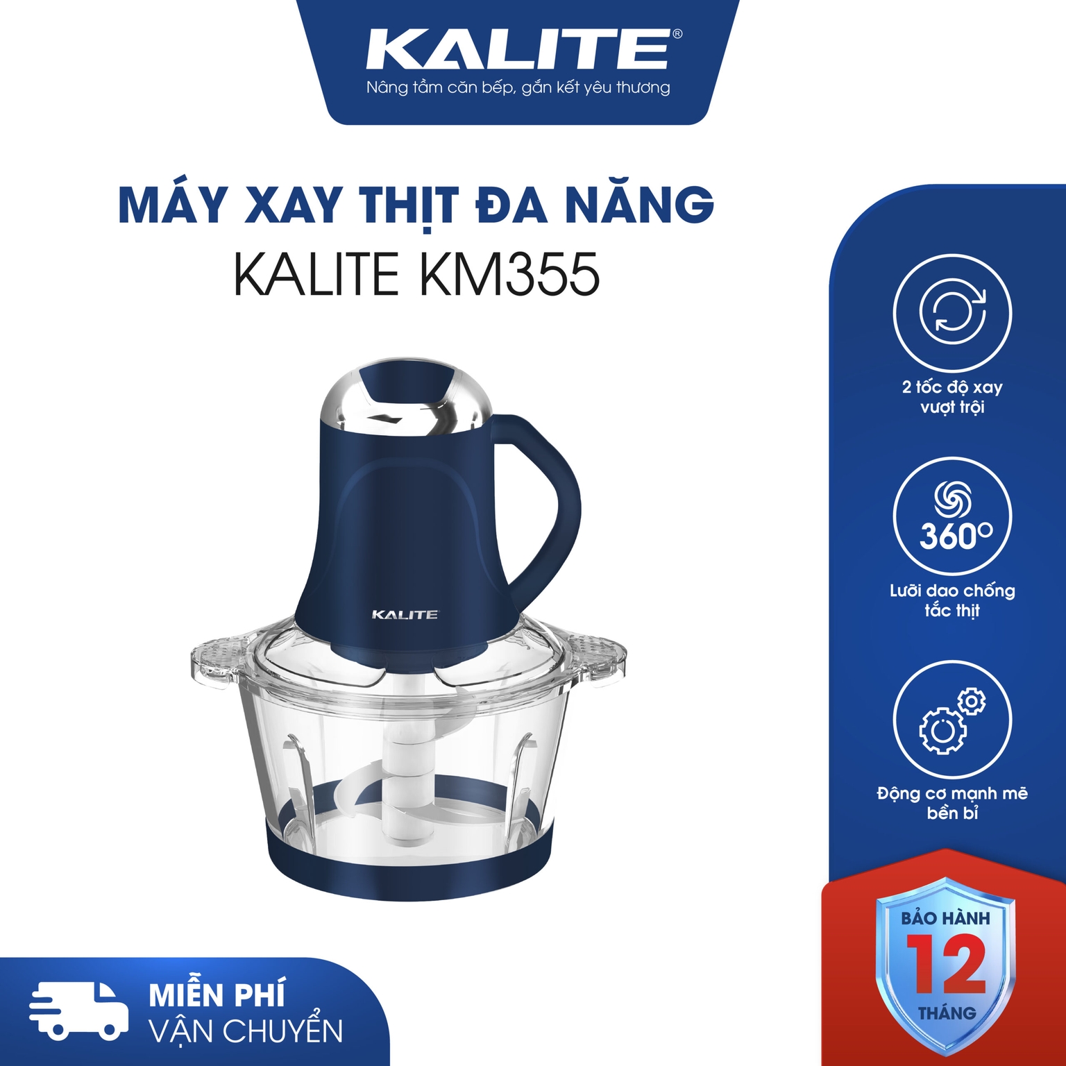 Máy xay thịt KALITE KM355 đa năng dung tích 2L