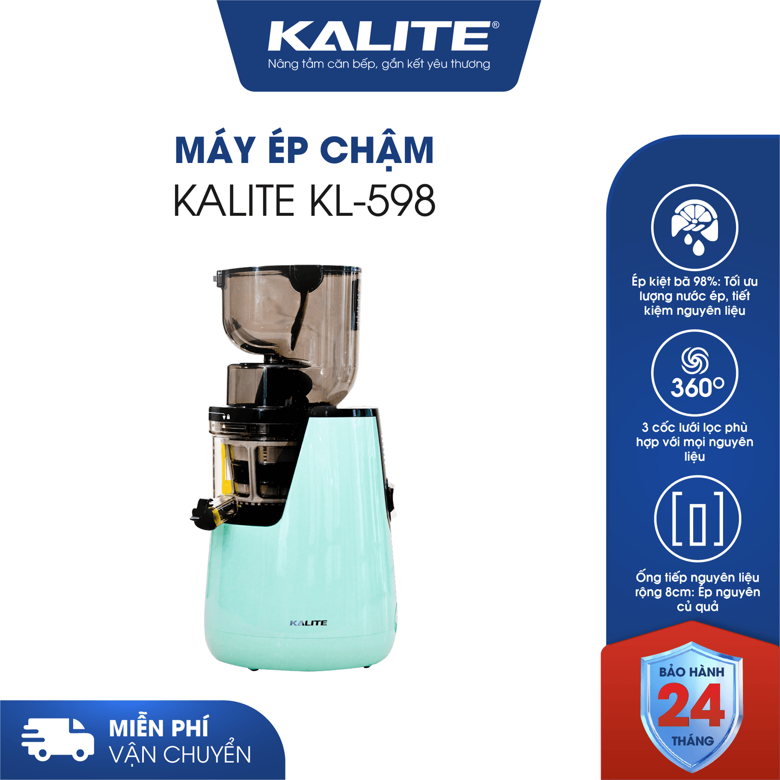 Máy ép chậm KALITE KL-598 cao cấp, sản xuất Thái Lan