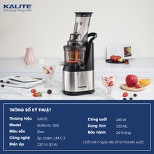 Máy ép chậm KALITE KL-565 kiệt bã, êm ái, bền bỉ - Ảnh 2