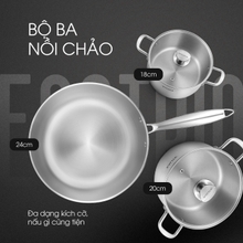 Bộ nồi chảo inox liền khối KALITE ECO Trio, inox 304 an toàn ,3 lớp bắt từ tốt - Ảnh 2