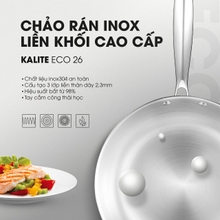 Chảo rán inox liền khối KALITE ECO26, inox 304, đáy 3 lớp, bắt từ tốt - Ảnh 2