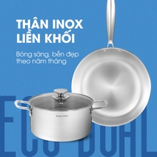 Bộ nồi chảo inox KALITE ECO Dual, inox 304, 3 lớp bắt từ tốt - Ảnh 2
