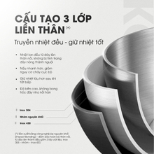 Bộ 3 nồi inox liền khối KALITE KCS366 - Bộ 3 size 18-20-24cm - Ảnh 4
