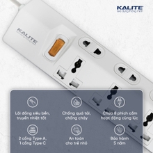 Ổ CẮM ĐIỆN ĐA NĂNG KALITE KPS08 TÍCH HỢP USB TYPE C, TYPE A - Ảnh 2