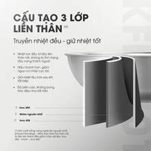 Chảo rán inox liền khối KALITE KFP2401 - Vung kính chịu lực - Ảnh 3