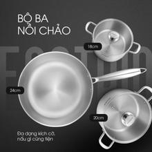 Bộ nồi chảo inox liền khối KALITE ECO Trio, inox 304 an toàn ,3 lớp bắt từ tốt - Ảnh 2
