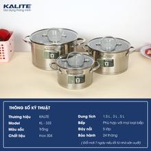 Bộ 3 nồi inox 304 KALITE KL-333 cao cấp đáy 5 lớp - Ảnh 2