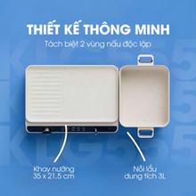 Nồi lẩu nướng 2in1 KALITE KLG555, CS 2200W, chống dính ceramic - Ảnh 3