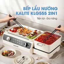 Nồi lẩu nướng 2in1 KALITE KLG555, CS 2200W, chống dính ceramic - Ảnh 2