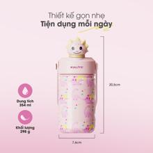 Bình giữ nhiệt trẻ em Kalite DINO PINKY - 354ml, inox 304 giữ nhiệt 12h - Ảnh 3