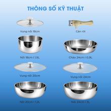 Bộ nồi chảo inox liền khối Kalite MultiPro KCS668, 8 món cán rời - Ảnh 12