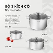 Bộ 3 nồi inox liền khối KALITE KCS366 - Bộ 3 size 18-20-24cm - Ảnh 15