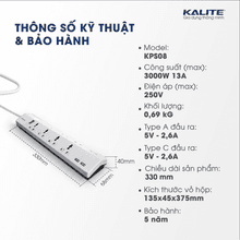 Ổ CẮM ĐIỆN ĐA NĂNG KALITE KPS08 TÍCH HỢP USB TYPE C, TYPE A - Ảnh 10