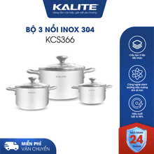 Bộ 3 nồi inox liền khối KALITE KCS366 - Bộ 3 size 18-20-24cm - Ảnh 1