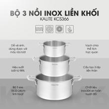 Bộ 3 nồi inox liền khối KALITE KCS366 - Bộ 3 size 18-20-24cm - Ảnh 2