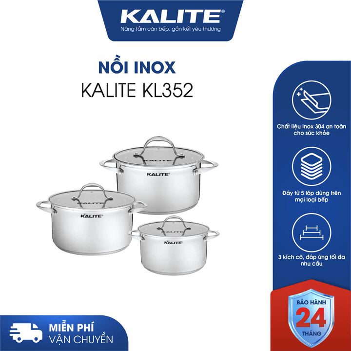 Nồi KALITE KL352 inox đáy từ 5 lớp dùng trên mọi loại bếp