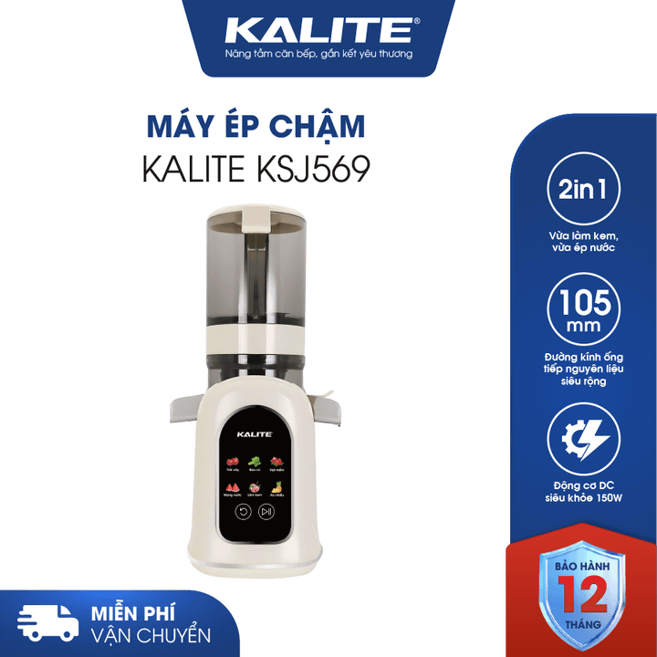 Máy ép chậm Kalite KSJ569 ép kiệt bã 99% tích hợp làm kem