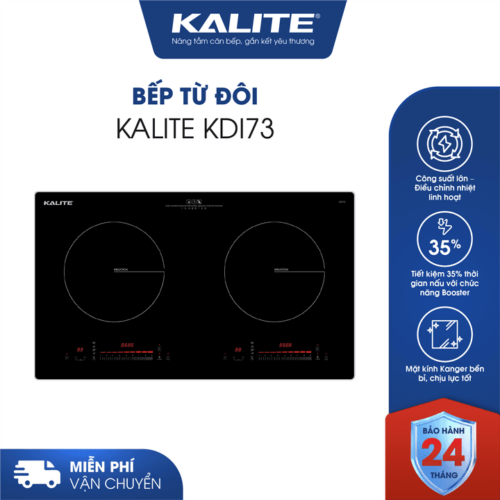 Bếp từ đôi KALITE KDI73 linh hoạt bền bỉ chịu nhiệt tốt