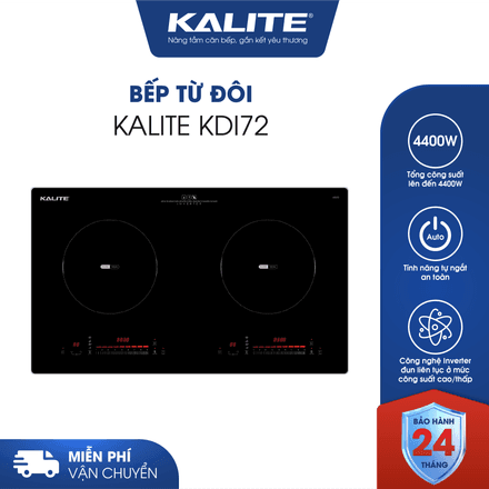 Bếp từ đôi KALITE KDI72 mặt kính sang trọng an toàn dễ vệ sinh