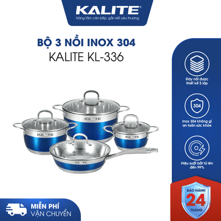 Bộ nồi chảo KALITE KL-336 inox cao cấp siêu bền đáy 5 lớp
